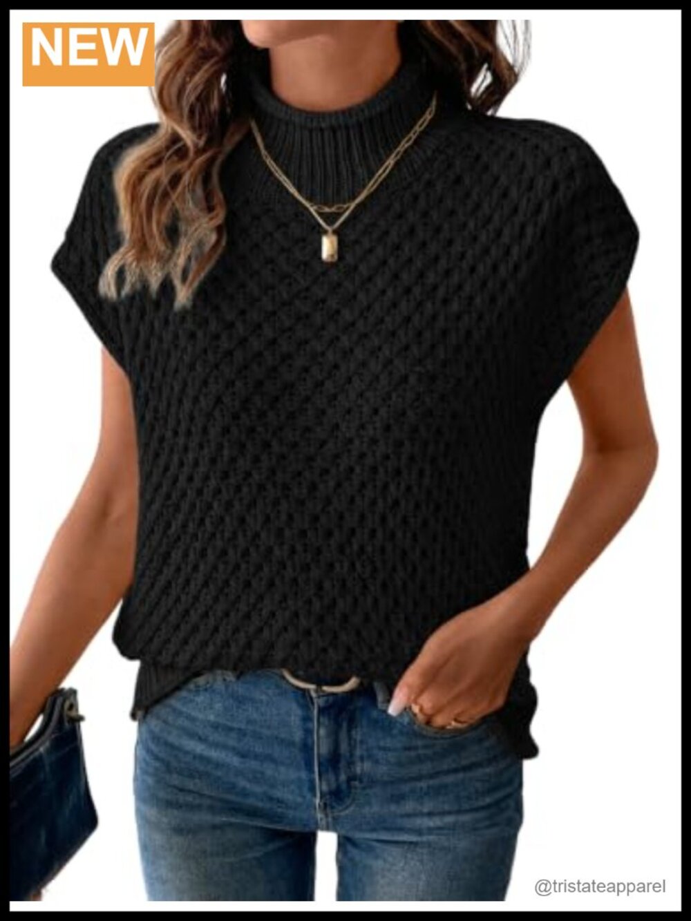 Women's Sleeveless Sweater Vest Pullover Knit Mock Neck
